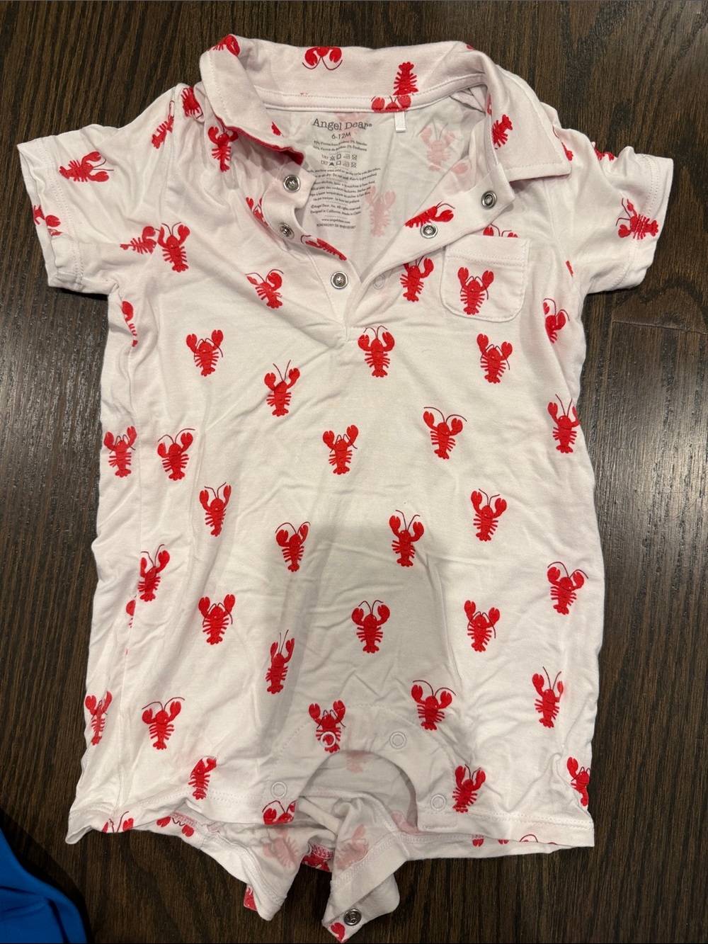 Angel Dear White Polo One-Piece with Red Lobster Print